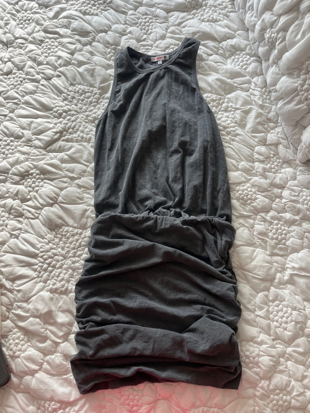 Sundry Charcoal Sleeveless Ruched Tank Dress